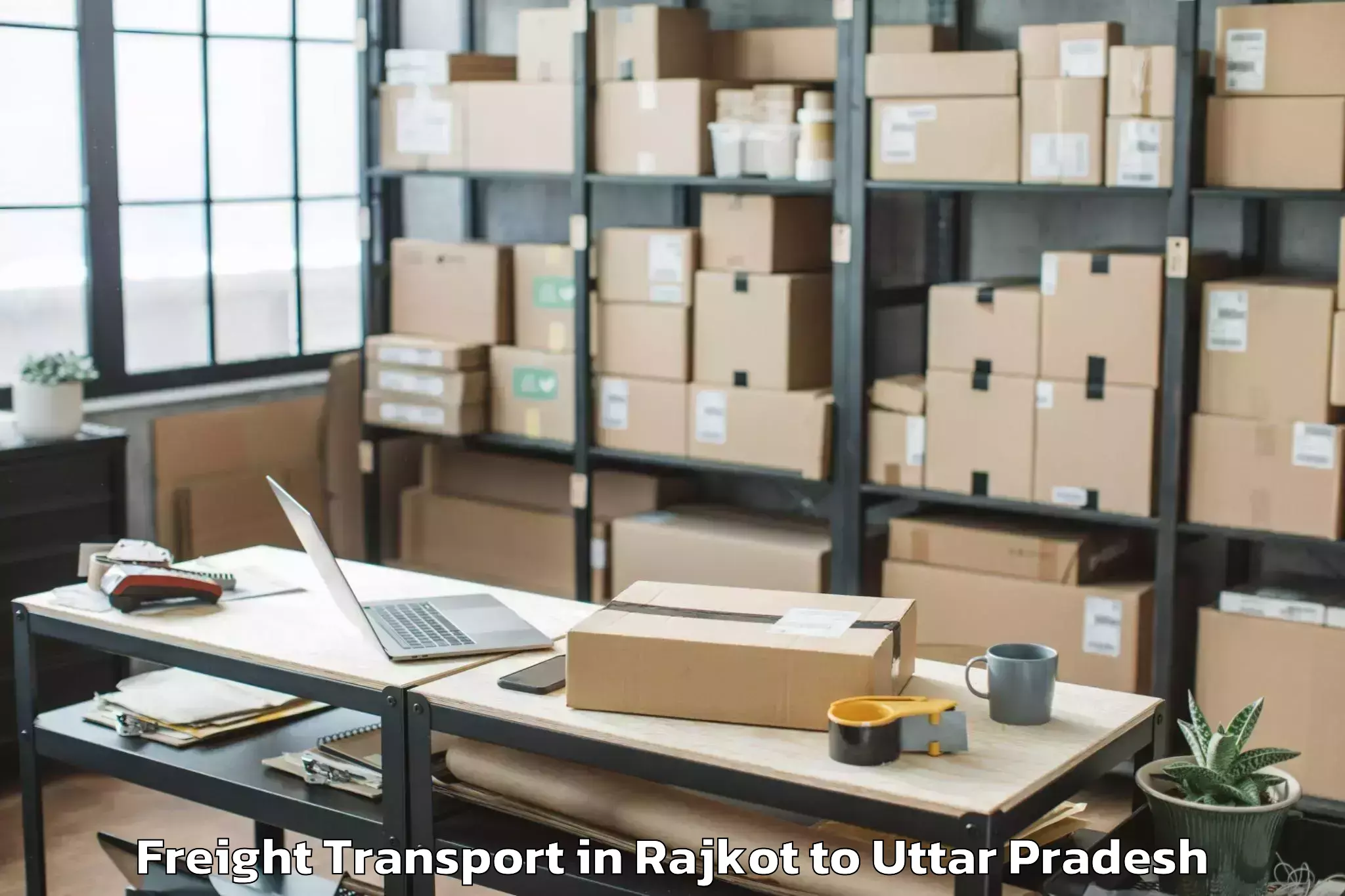 Hassle-Free Rajkot to Uttar Pradesh University Of Me Freight Transport